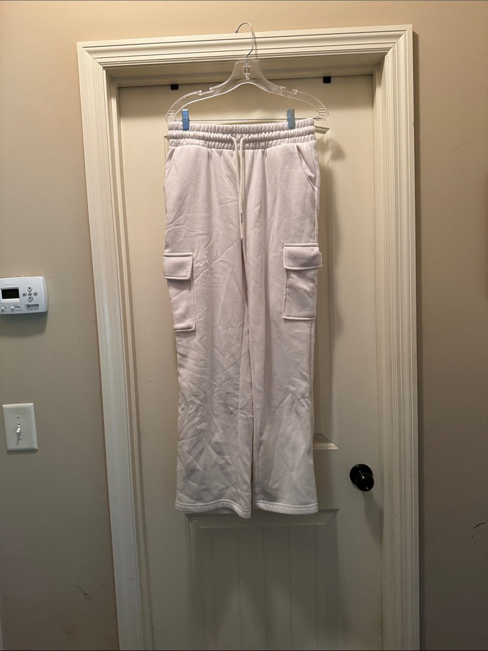 Women's White Cargo Jogger Pants - Casual Track Style